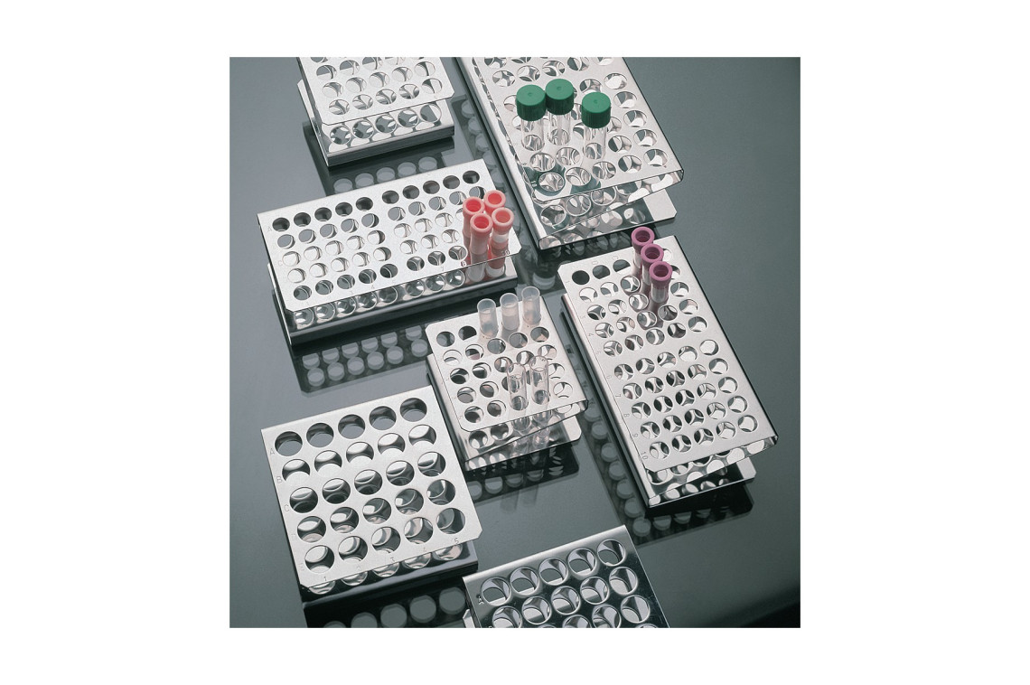 stojan na zkumavky nerezový pr. 13 mm, 4x10 otvorů