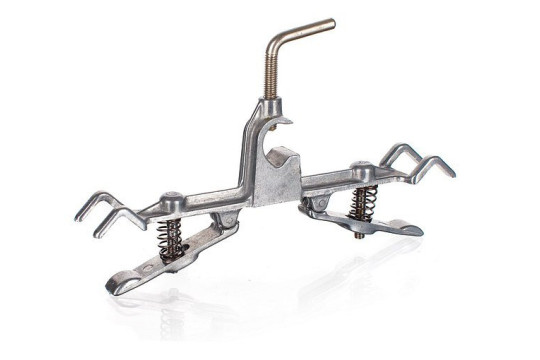 držák kovový na byrety dvojitý, se svorkou