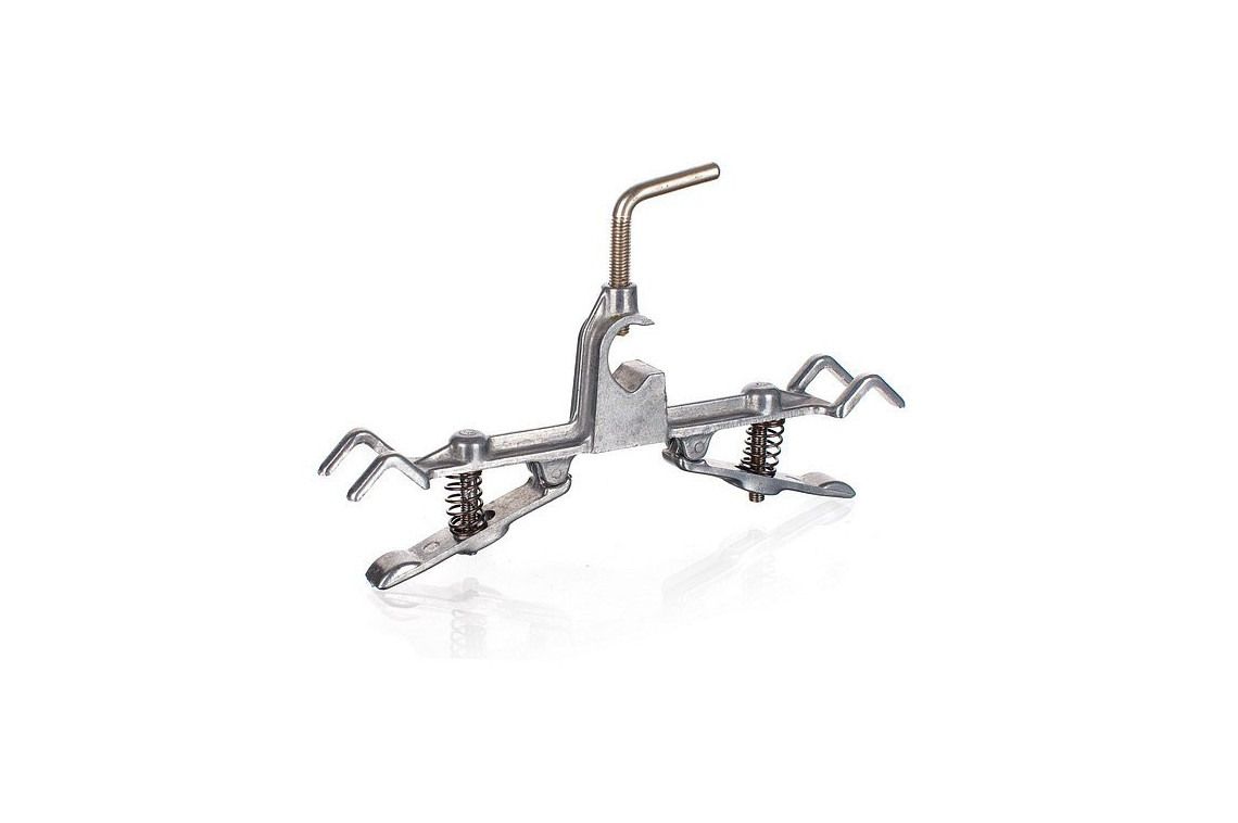 držák kovový na byrety dvojitý, se svorkou